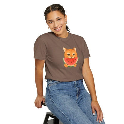 T-Shirt: Cat & Watermelon– Cute Watermelon Cat Graphic Tee – Fun Summer Fruit Unisex Shirt for Cat Lovers & Whimsical Vibes