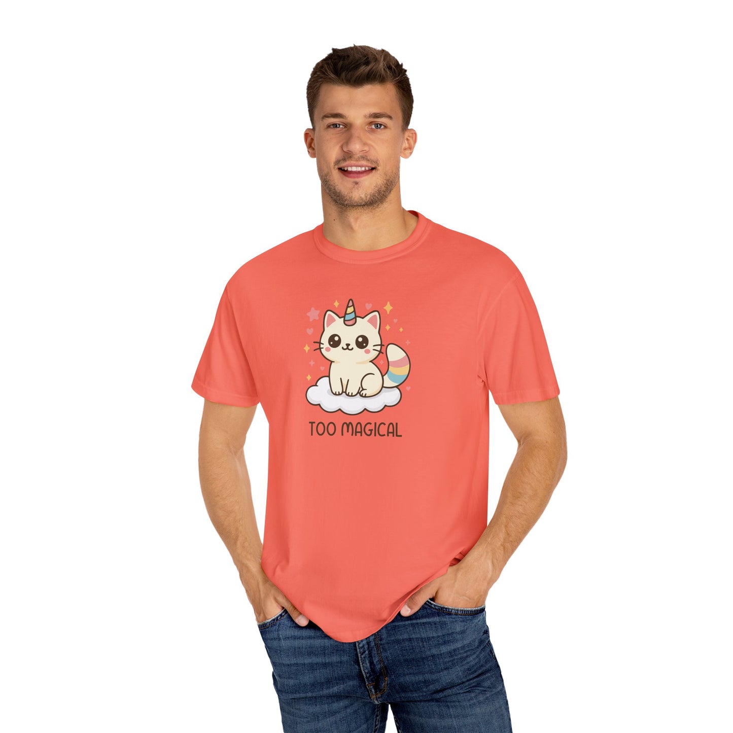 T-Shirt: Too Magical - Cute Unicorn Cat Kawaii Tee for Girls, Teens & Cat Lovers - Pastel Aesthetic Unisex Graphic Shirt