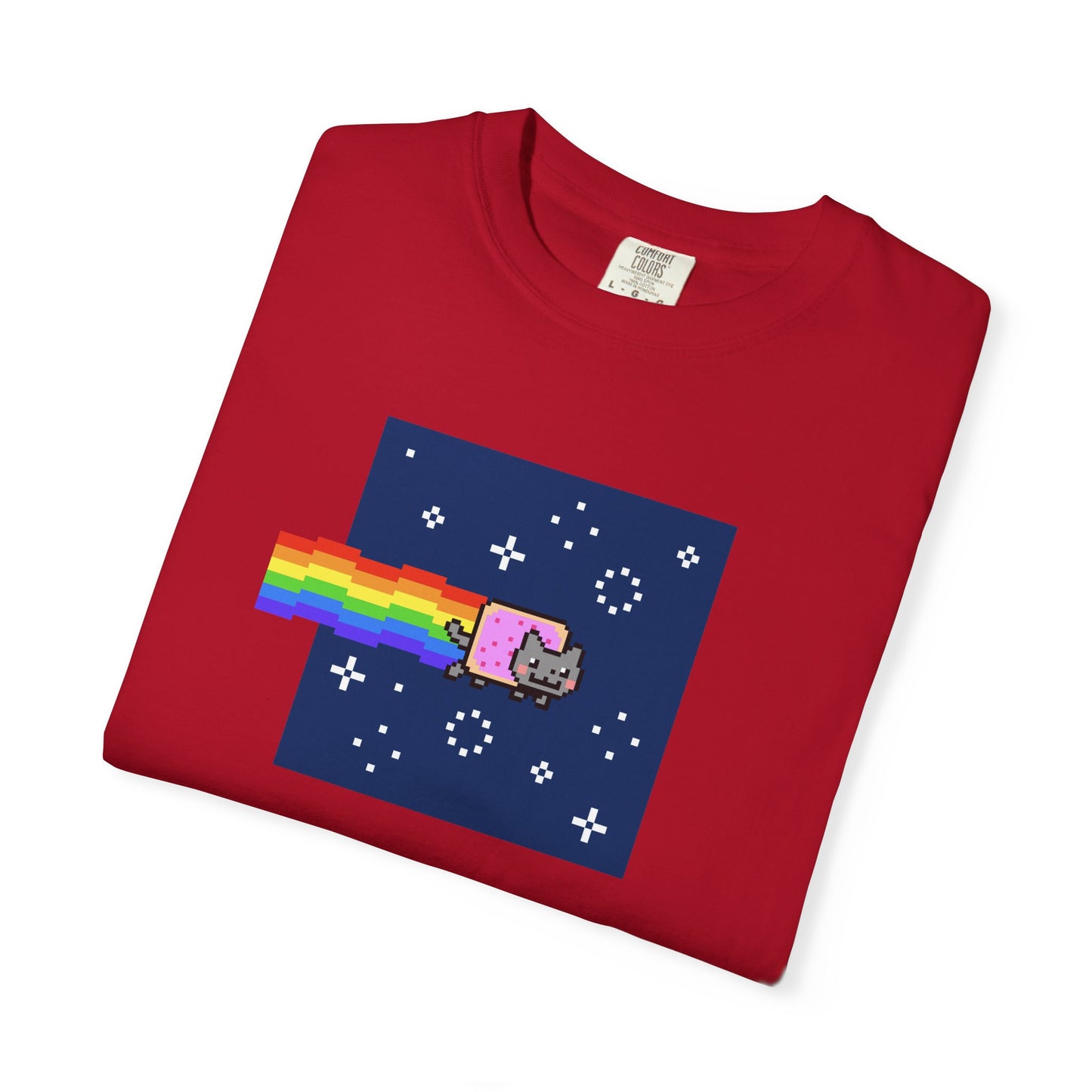 T-Shirt: Nyan Cat Meme - Funny Pixel Pop-Tart Cat in Space with Rainbow Trail - Retro Internet Viral Graphic Tee Unisex