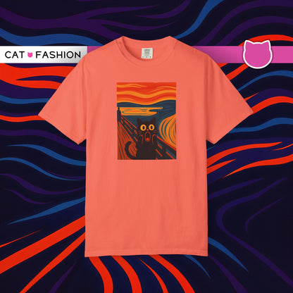 T-Shirt: The Screamed Cat - Funny Munch Scream Parody Tee - Bold Unisex Graphic Shirt for Art Fans and Cat Lovers