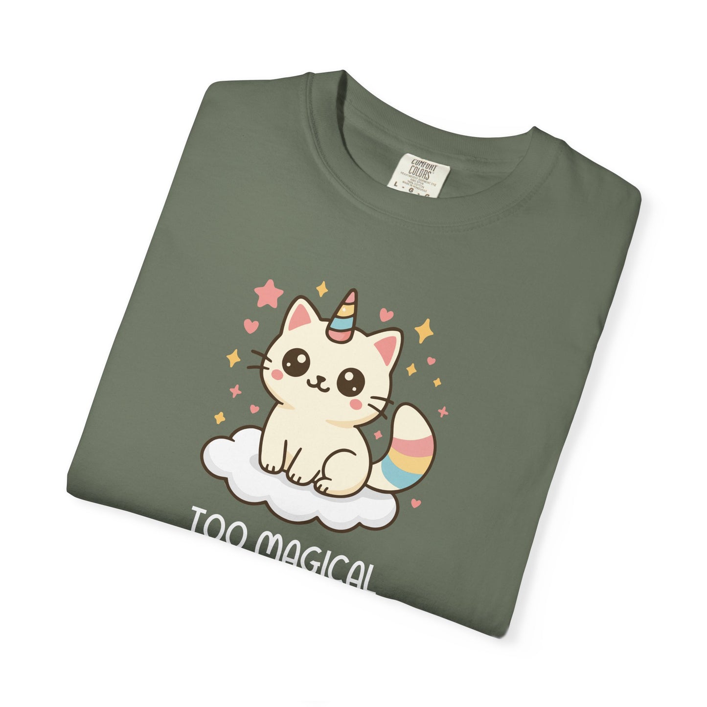 T-Shirt: Too Magical - Cute Unicorn Cat Kawaii Tee for Girls, Teens & Cat Lovers - Pastel Aesthetic Unisex Graphic Shirt
