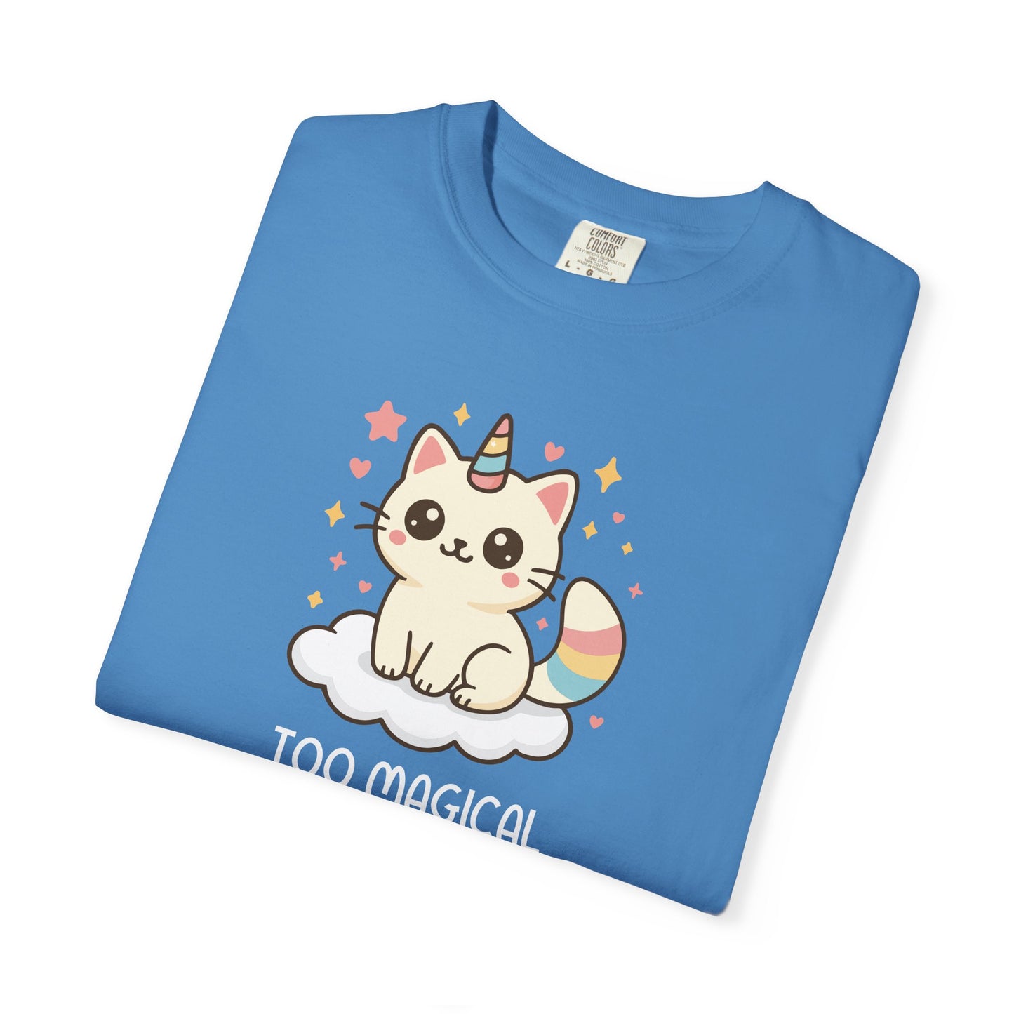 T-Shirt: Too Magical - Cute Unicorn Cat Kawaii Tee for Girls, Teens & Cat Lovers - Pastel Aesthetic Unisex Graphic Shirt