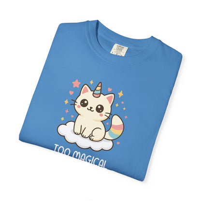 T-Shirt: Too Magical - Cute Unicorn Cat Kawaii Tee for Girls, Teens & Cat Lovers - Pastel Aesthetic Unisex Graphic Shirt