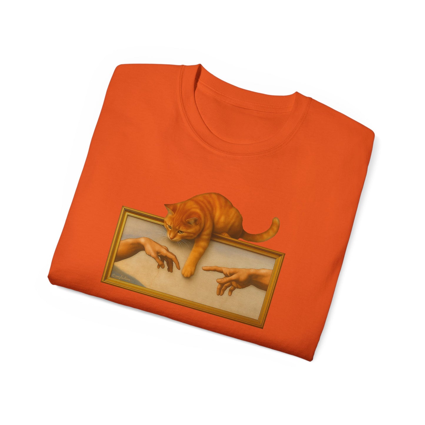 T-Shirt: Creation Interrupted – Funny Cat Parody of Michelangelo’s Art – Playful Graphic Tee for Cat Lovers & Humor Fans