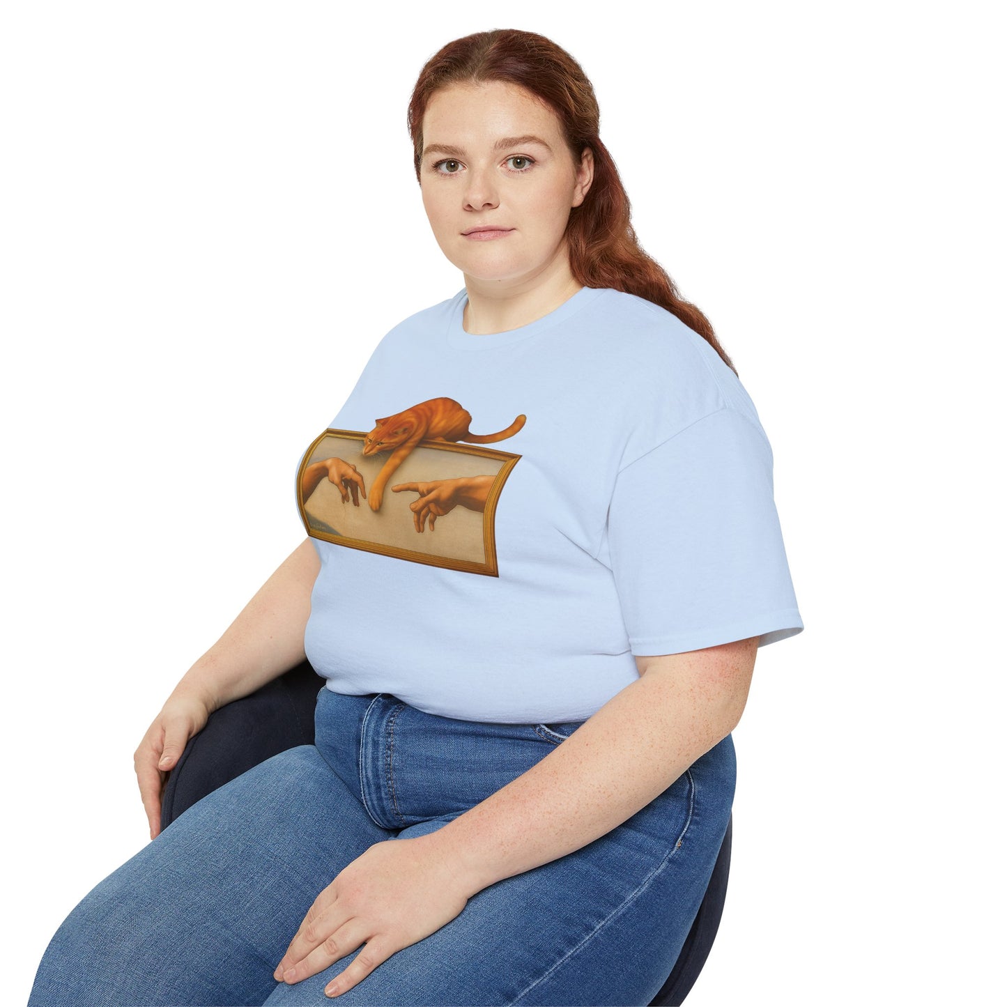 T-Shirt: Creation Interrupted – Funny Cat Parody of Michelangelo’s Art – Playful Graphic Tee for Cat Lovers & Humor Fans