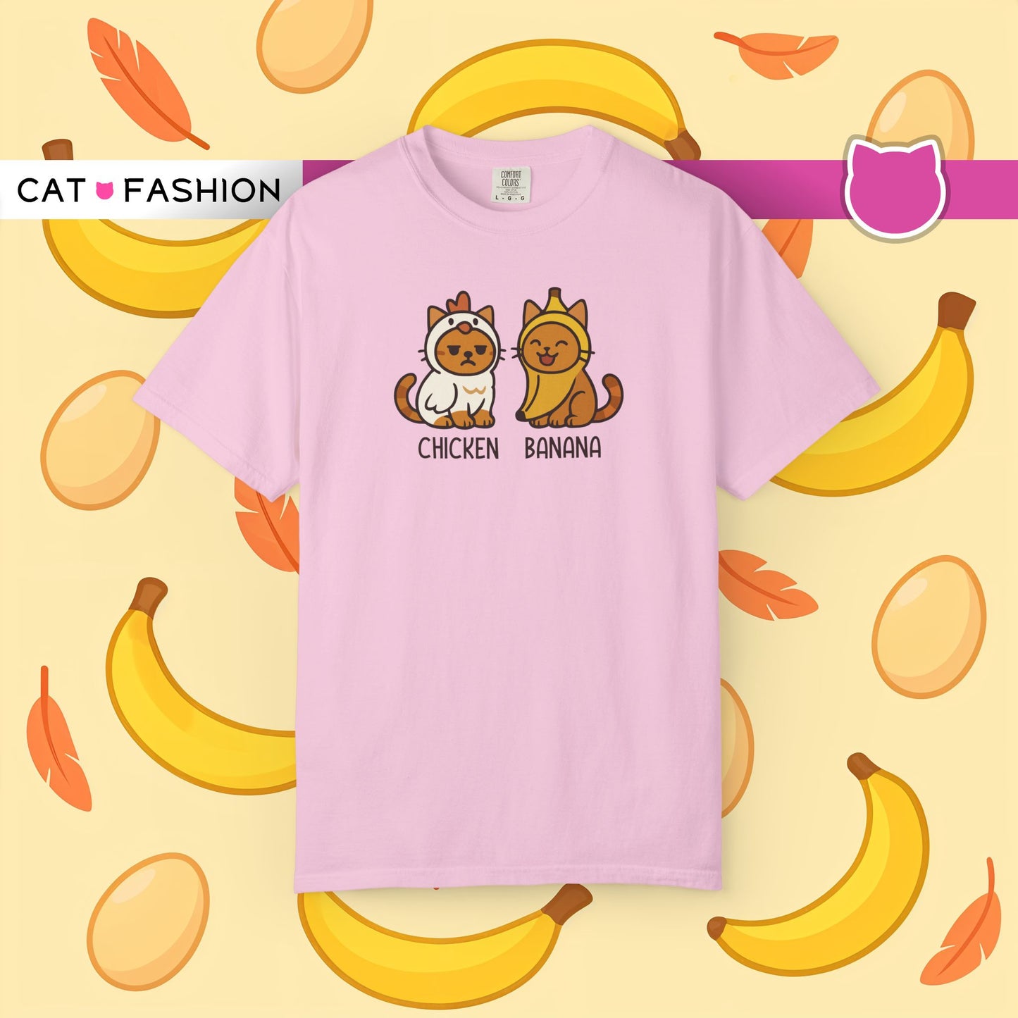 T-Shirt: Chicken Banana - Funny Viral Meme Cat Costume Tee - Cute Unisex Shirt for Cat Lovers, Trend Fans and Kawaii Humor