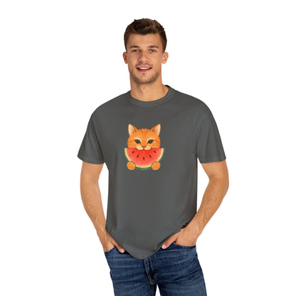 T-Shirt: Cat & Watermelon– Cute Watermelon Cat Graphic Tee – Fun Summer Fruit Unisex Shirt for Cat Lovers & Whimsical Vibes