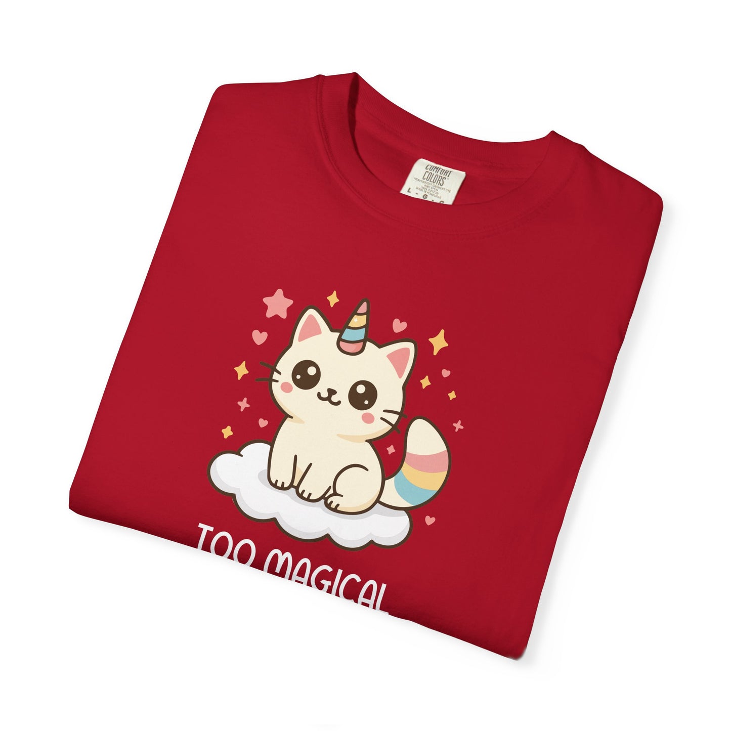 T-Shirt: Too Magical - Cute Unicorn Cat Kawaii Tee for Girls, Teens & Cat Lovers - Pastel Aesthetic Unisex Graphic Shirt