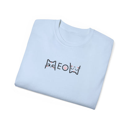 T-Shirt: Simple MEOW – Minimalist Cat Lettering Graphic Tee – Cute Unisex Shirt for Everyday Casual Style