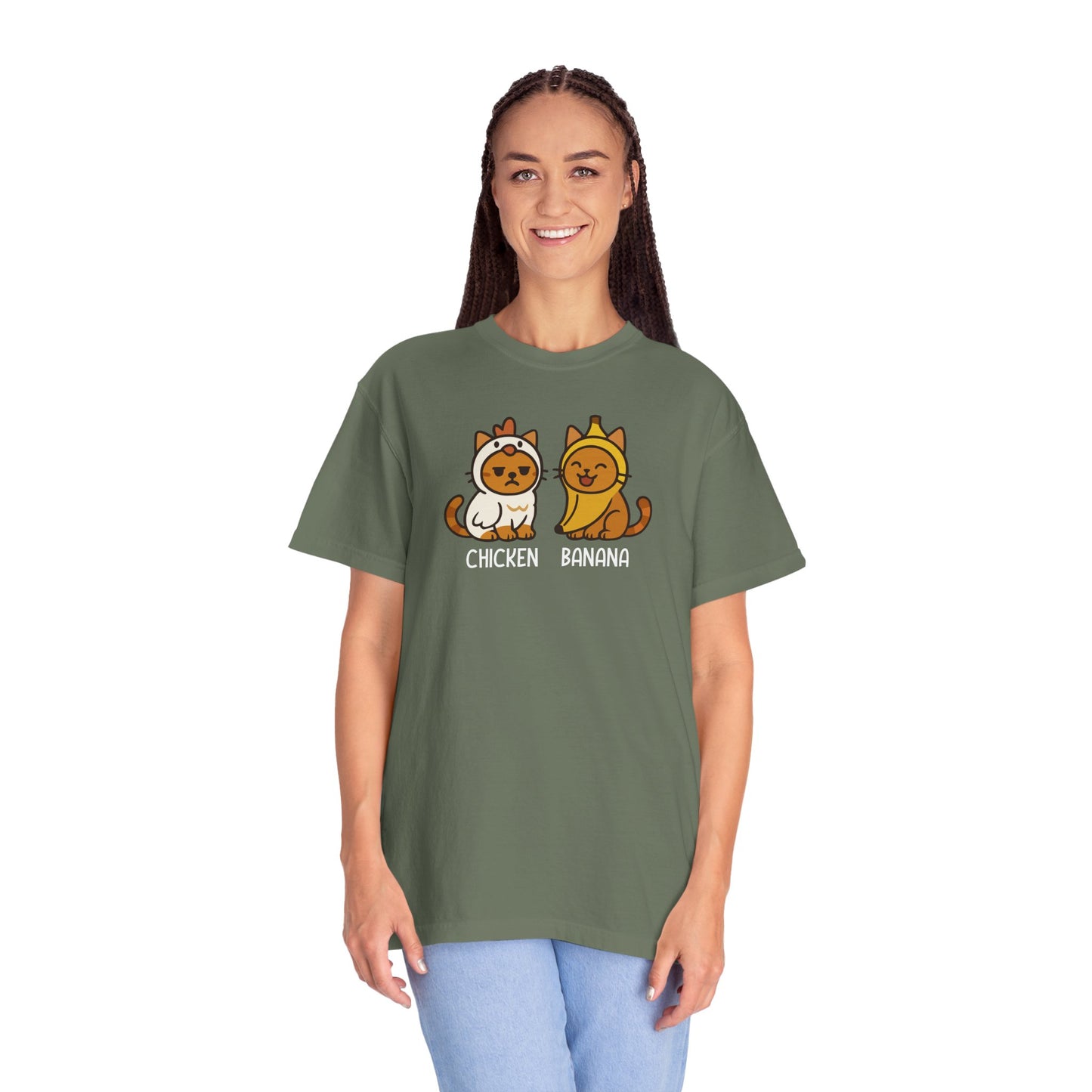 T-Shirt: Chicken Banana - Funny Viral Meme Cat Costume Tee - Cute Unisex Shirt for Cat Lovers, Trend Fans and Kawaii Humor
