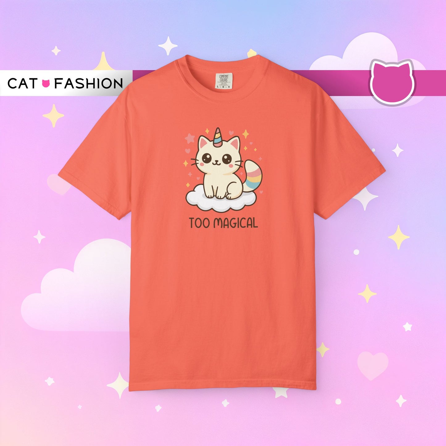 T-Shirt: Too Magical - Cute Unicorn Cat Kawaii Tee for Girls, Teens & Cat Lovers - Pastel Aesthetic Unisex Graphic Shirt