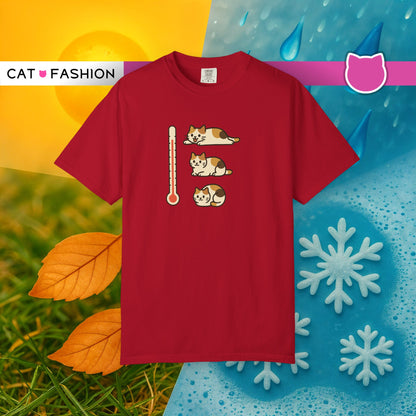 T-Shirt: ThermoMeow – Funny Cat Temperature Chart Graphic Tee – Cute Unisex Shirt for Cat Lovers & Weather Moods