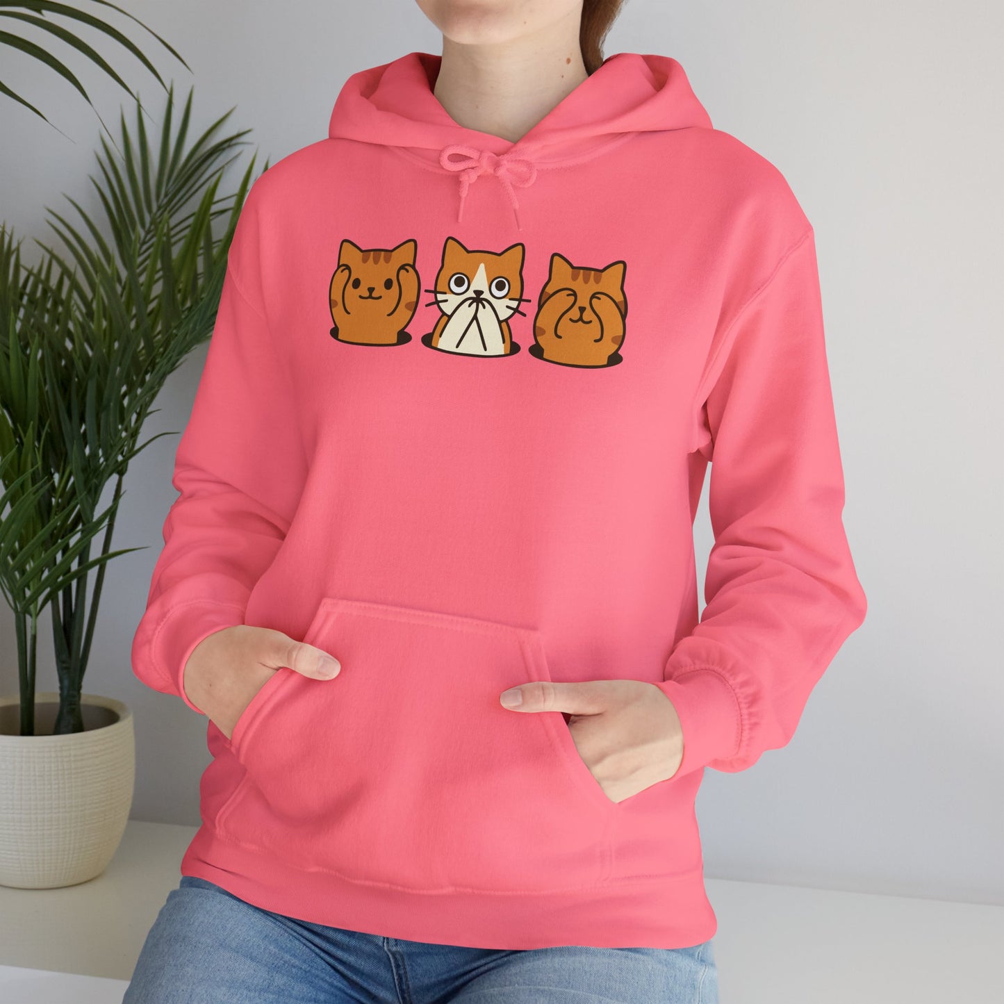 Hoodie: Three Wise Cats (Unisex Heavy Blend™)