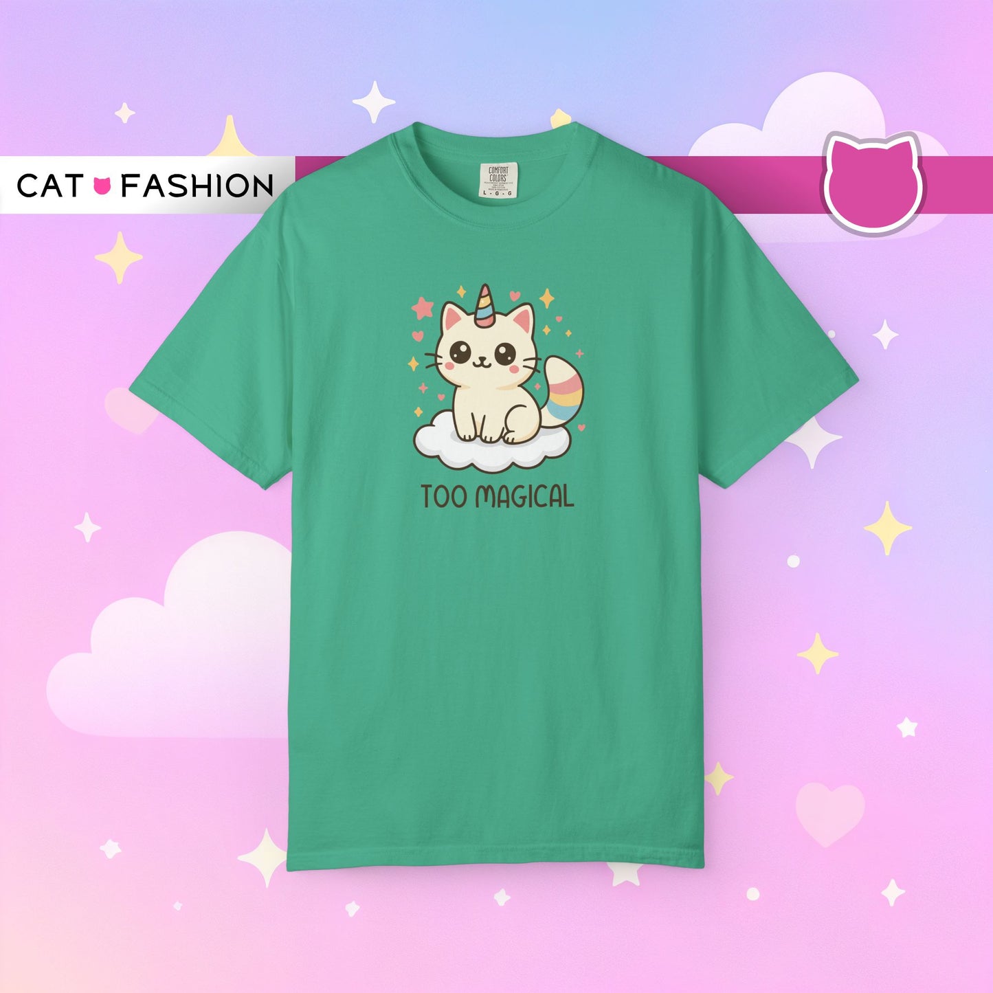 T-Shirt: Too Magical - Cute Unicorn Cat Kawaii Tee for Girls, Teens & Cat Lovers - Pastel Aesthetic Unisex Graphic Shirt