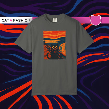 T-Shirt: The Screamed Cat - Funny Munch Scream Parody Tee - Bold Unisex Graphic Shirt for Art Fans and Cat Lovers