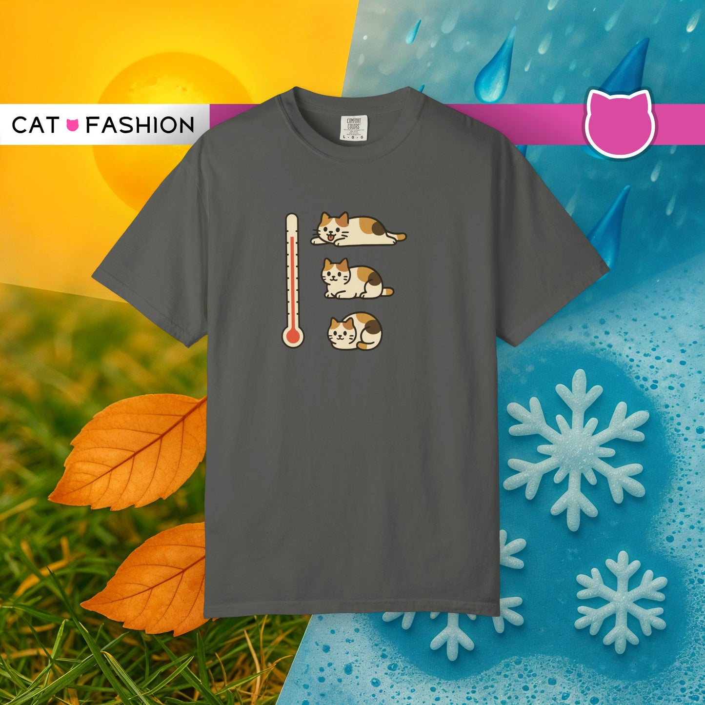 T-Shirt: ThermoMeow – Funny Cat Temperature Chart Graphic Tee – Cute Unisex Shirt for Cat Lovers & Weather Moods