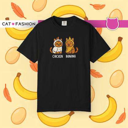 T-Shirt: Chicken Banana - Funny Viral Meme Cat Costume Tee - Cute Unisex Shirt for Cat Lovers, Trend Fans and Kawaii Humor