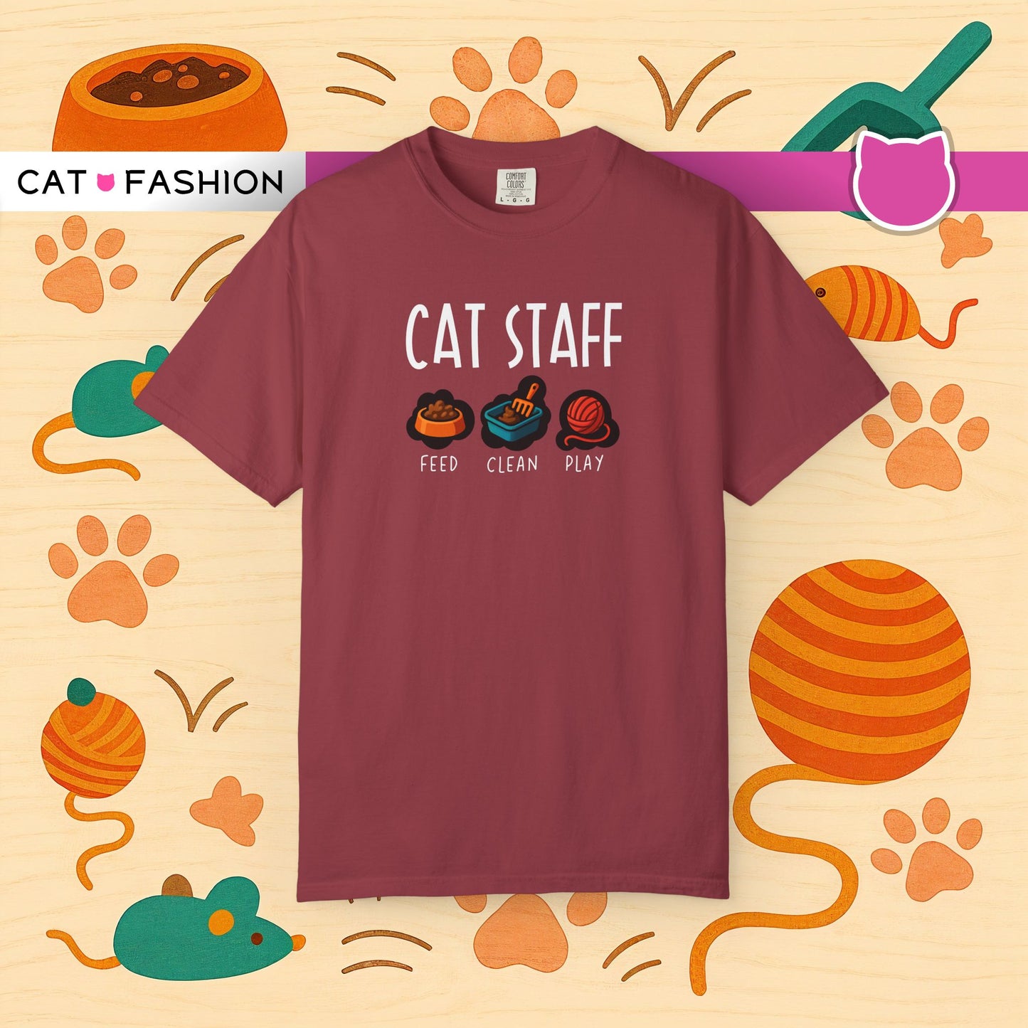 T-Shirt: Cat Staff Duties – Funny Pet Parent Graphic Tee – Cute Unisex Shirt Who Serve Their Furry Boss