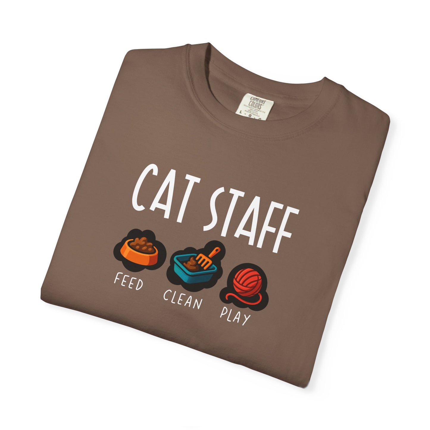 T-Shirt: Cat Staff Duties – Funny Pet Parent Graphic Tee – Cute Unisex Shirt Who Serve Their Furry Boss