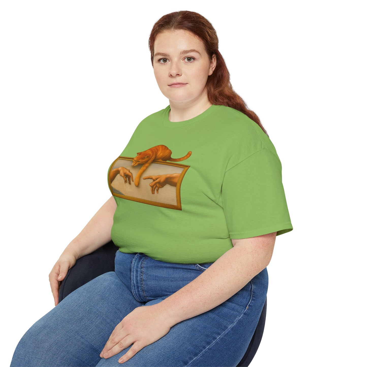 T-Shirt: Creation Interrupted – Funny Cat Parody of Michelangelo’s Art – Playful Graphic Tee for Cat Lovers & Humor Fans