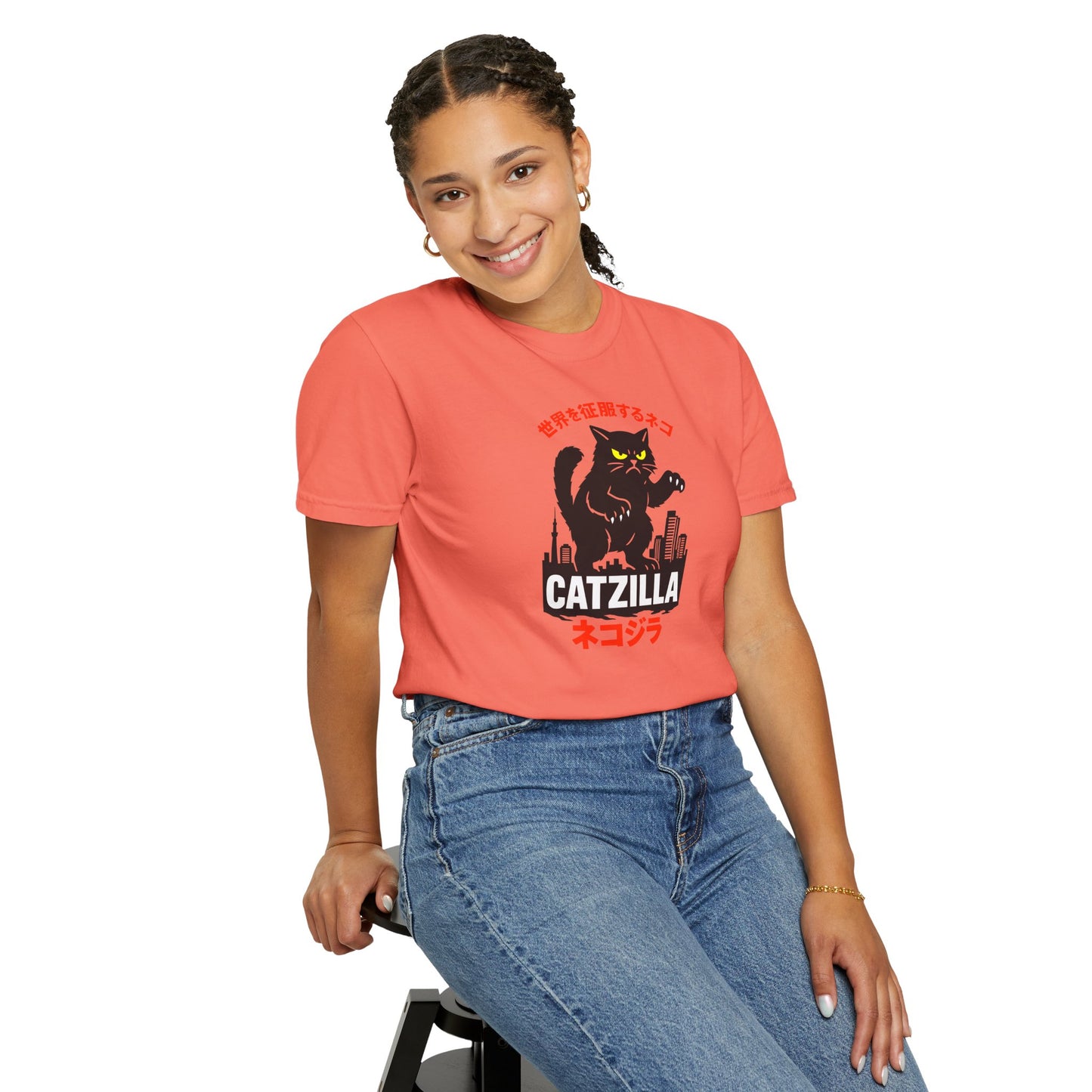 T-Shirt: Catzilla – Funny Japanese Monster Cat Meme Graphic Tee – Godzilla Parody Unisex Shirt for Cat Lovers & Otaku Vibes