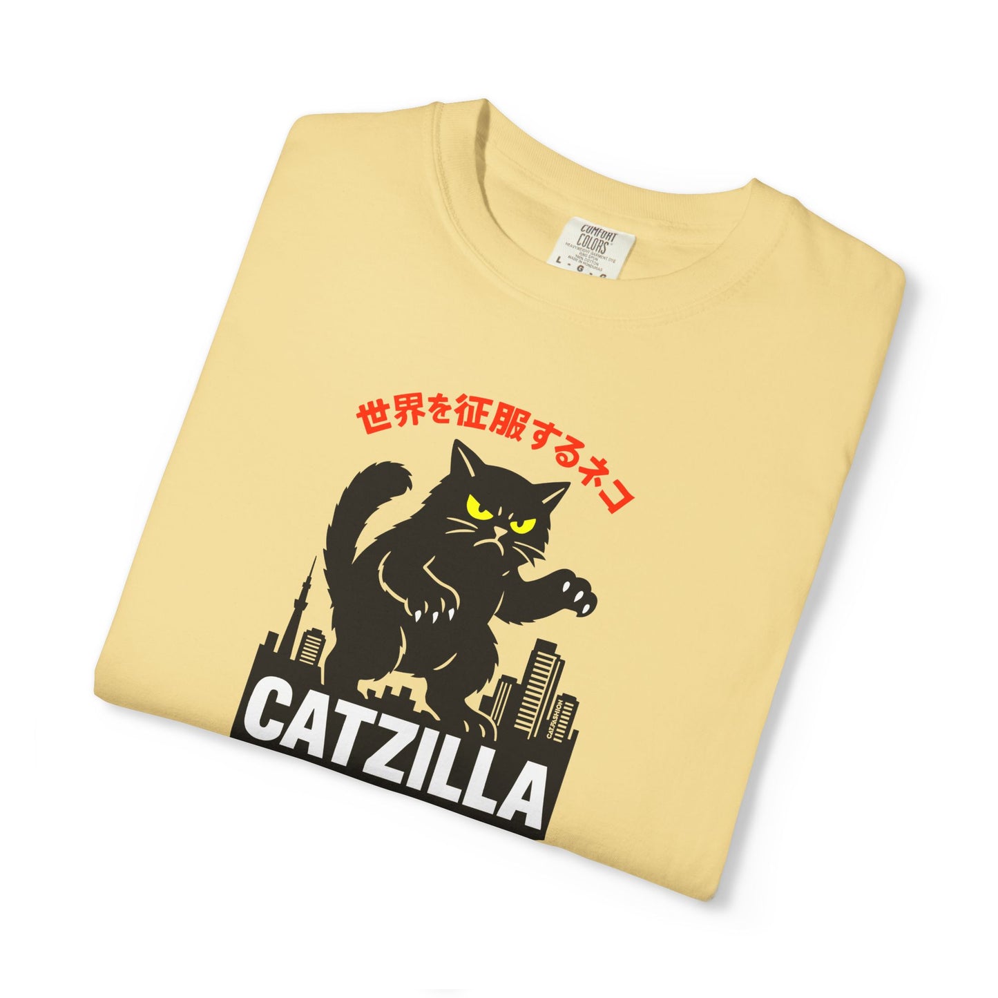 T-Shirt: Catzilla – Funny Japanese Monster Cat Meme Graphic Tee – Godzilla Parody Unisex Shirt for Cat Lovers & Otaku Vibes