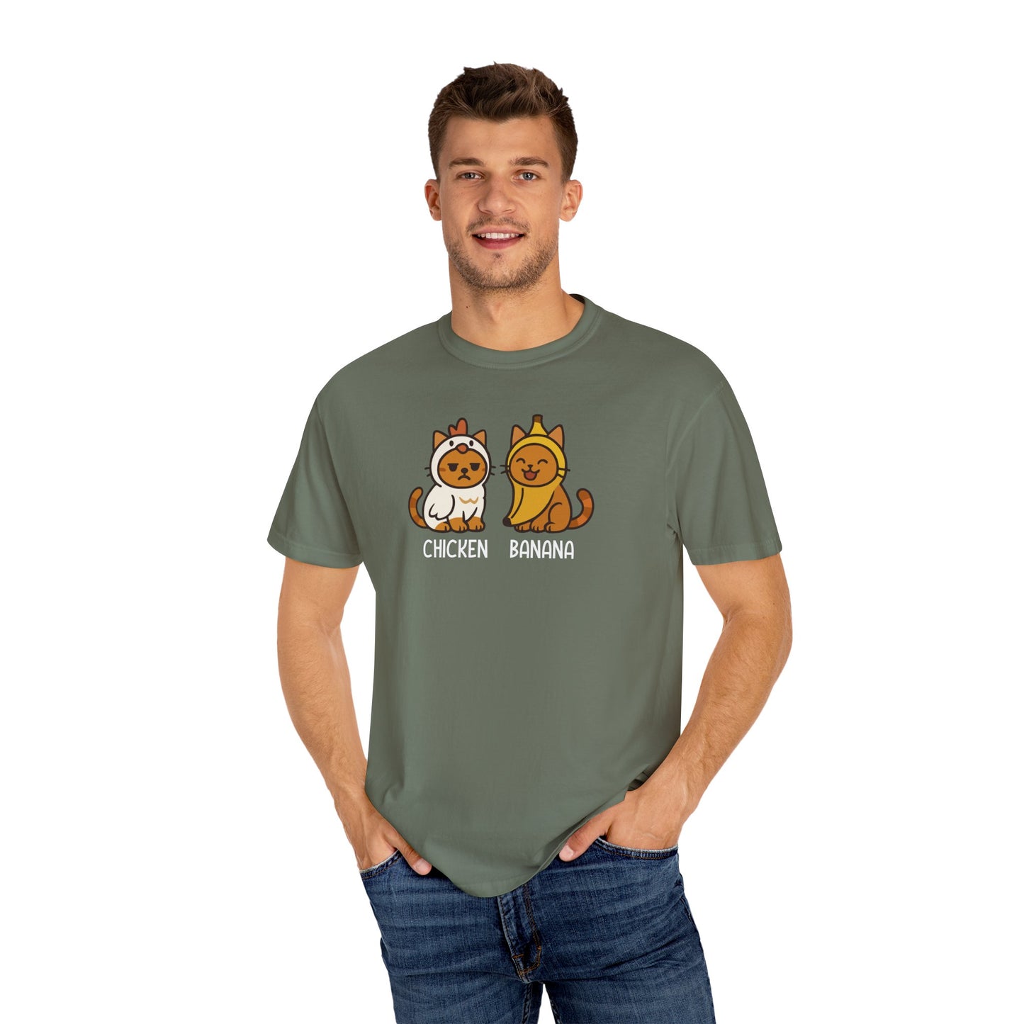 T-Shirt: Chicken Banana - Funny Viral Meme Cat Costume Tee - Cute Unisex Shirt for Cat Lovers, Trend Fans and Kawaii Humor