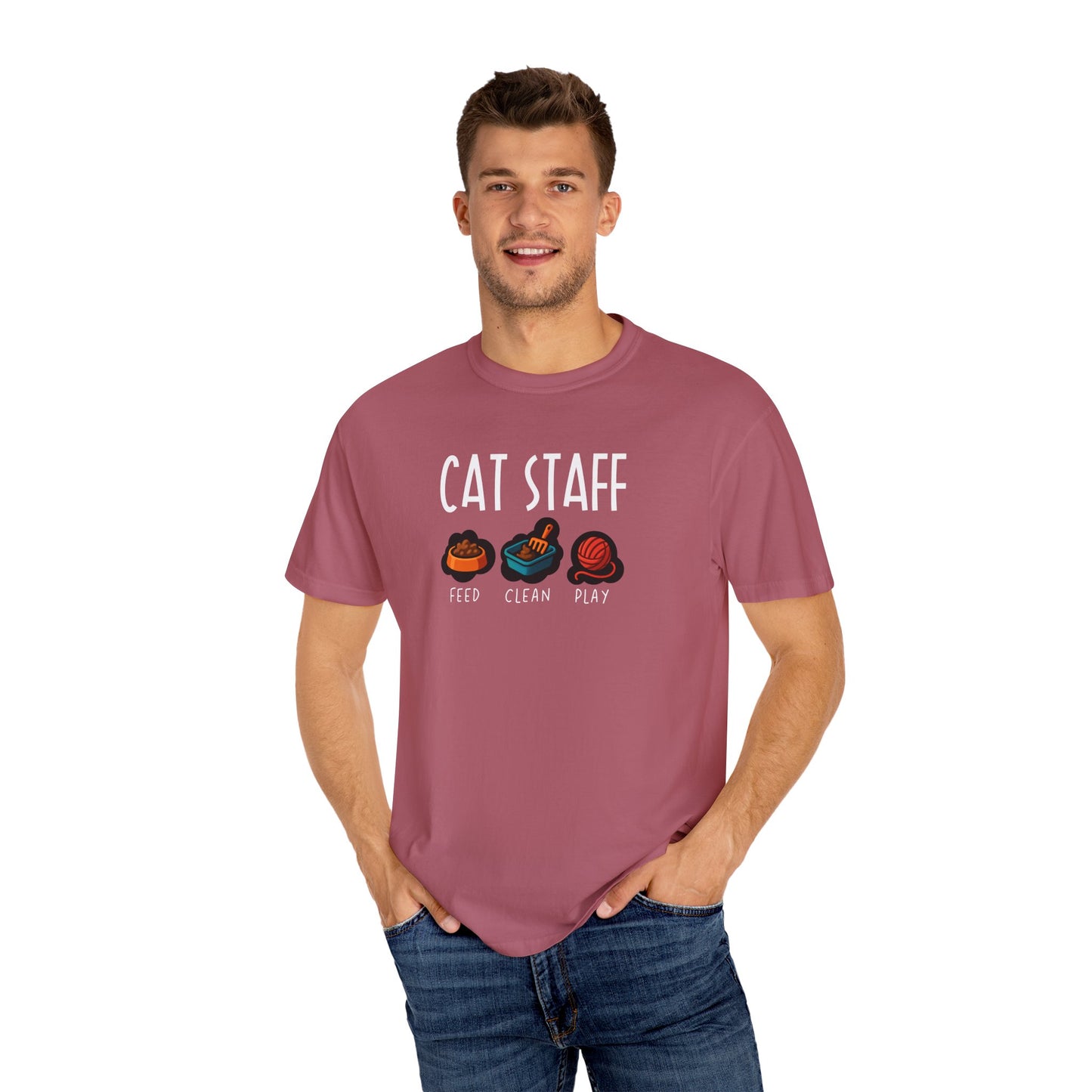 T-Shirt: Cat Staff Duties – Funny Pet Parent Graphic Tee – Cute Unisex Shirt Who Serve Their Furry Boss