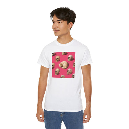 T-Shirt: The Cat and His Former Owners – Dark Humor Cat Graphic Tee – Funny Spooky Skull Unisex Shirt for Gothic Vibes