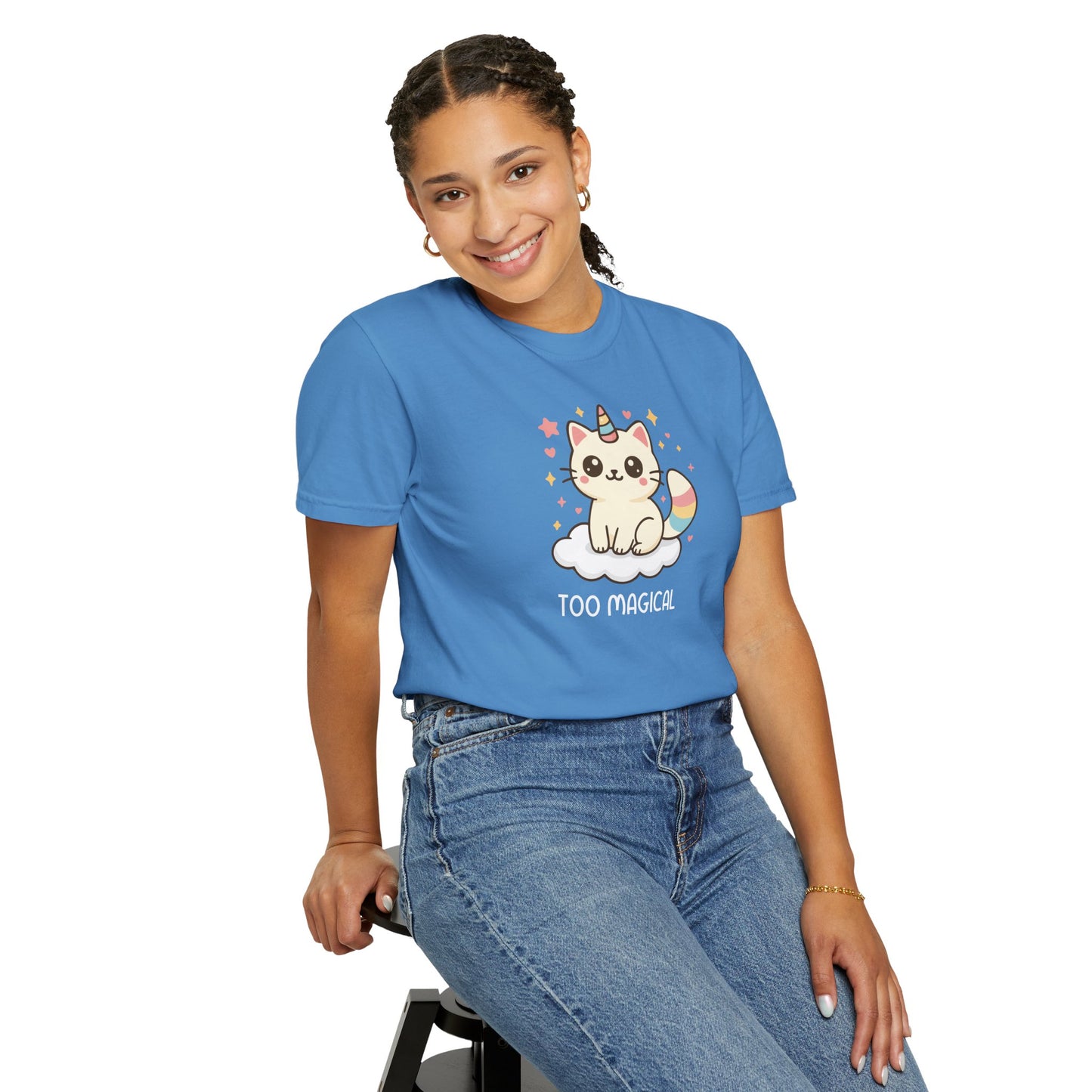 T-Shirt: Too Magical - Cute Unicorn Cat Kawaii Tee for Girls, Teens & Cat Lovers - Pastel Aesthetic Unisex Graphic Shirt