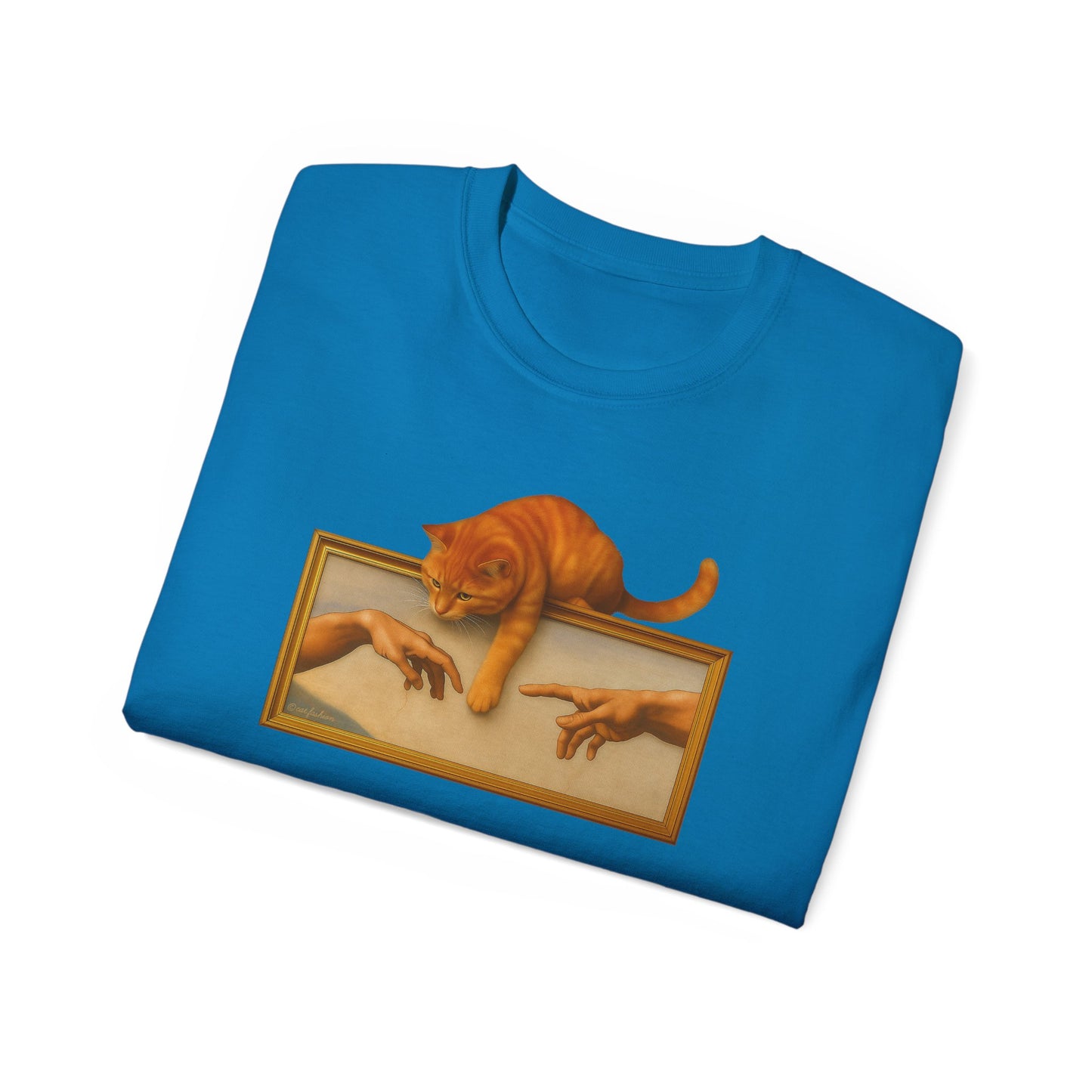 T-Shirt: Creation Interrupted – Funny Cat Parody of Michelangelo’s Art – Playful Graphic Tee for Cat Lovers & Humor Fans