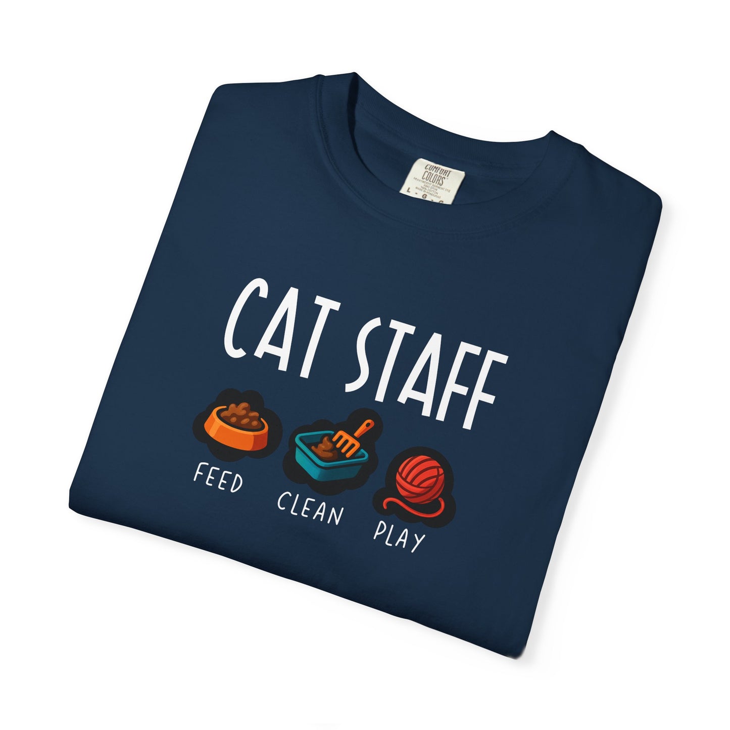 T-Shirt: Cat Staff Duties – Funny Pet Parent Graphic Tee – Cute Unisex Shirt Who Serve Their Furry Boss