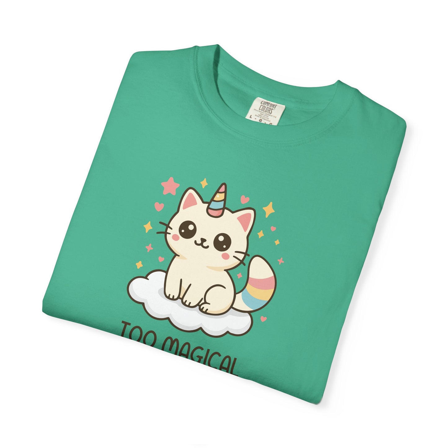 T-Shirt: Too Magical - Cute Unicorn Cat Kawaii Tee for Girls, Teens & Cat Lovers - Pastel Aesthetic Unisex Graphic Shirt