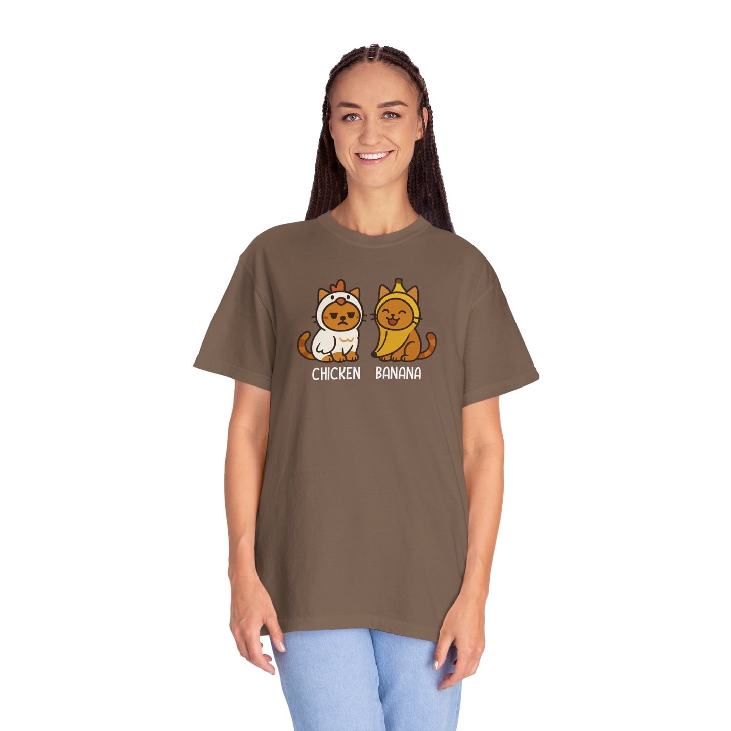T-Shirt: Chicken Banana - Funny Viral Meme Cat Costume Tee - Cute Unisex Shirt for Cat Lovers, Trend Fans and Kawaii Humor
