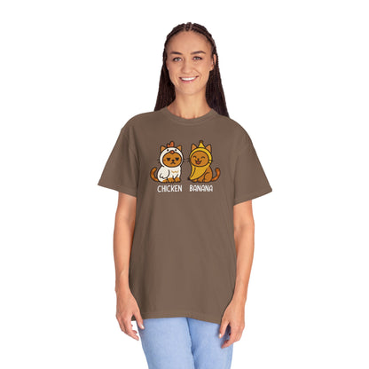 T-Shirt: Chicken Banana - Funny Viral Meme Cat Costume Tee - Cute Unisex Shirt for Cat Lovers, Trend Fans and Kawaii Humor
