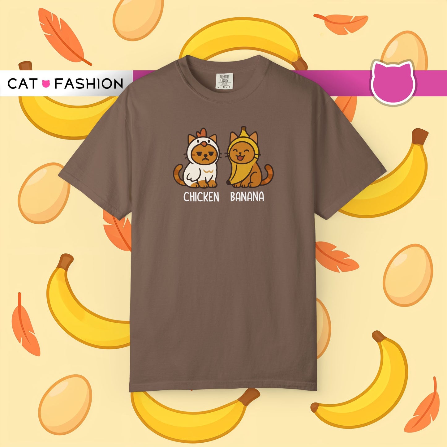 T-Shirt: Chicken Banana - Funny Viral Meme Cat Costume Tee - Cute Unisex Shirt for Cat Lovers, Trend Fans and Kawaii Humor