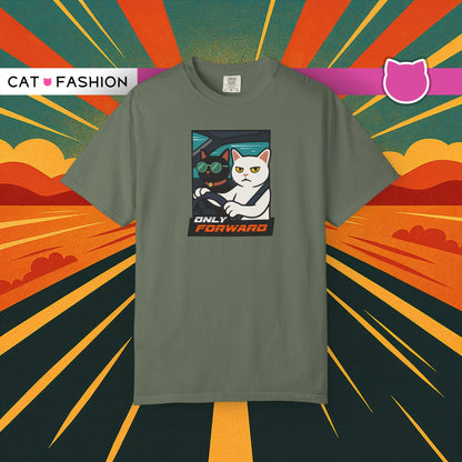 T-Shirt: Only Forward – Funny Cats Driving Graphic Tee – Cool Meme Shirt for Road Trip Fans