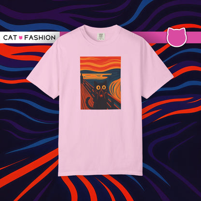 T-Shirt: The Screamed Cat - Funny Munch Scream Parody Tee - Bold Unisex Graphic Shirt for Art Fans and Cat Lovers