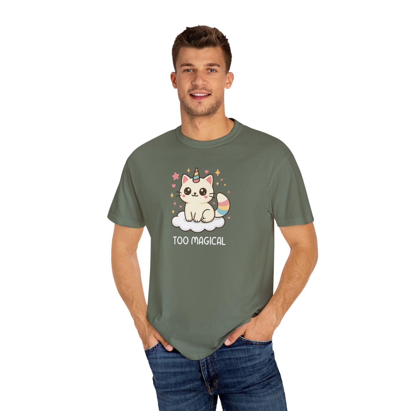 T-Shirt: Too Magical - Cute Unicorn Cat Kawaii Tee for Girls, Teens & Cat Lovers - Pastel Aesthetic Unisex Graphic Shirt