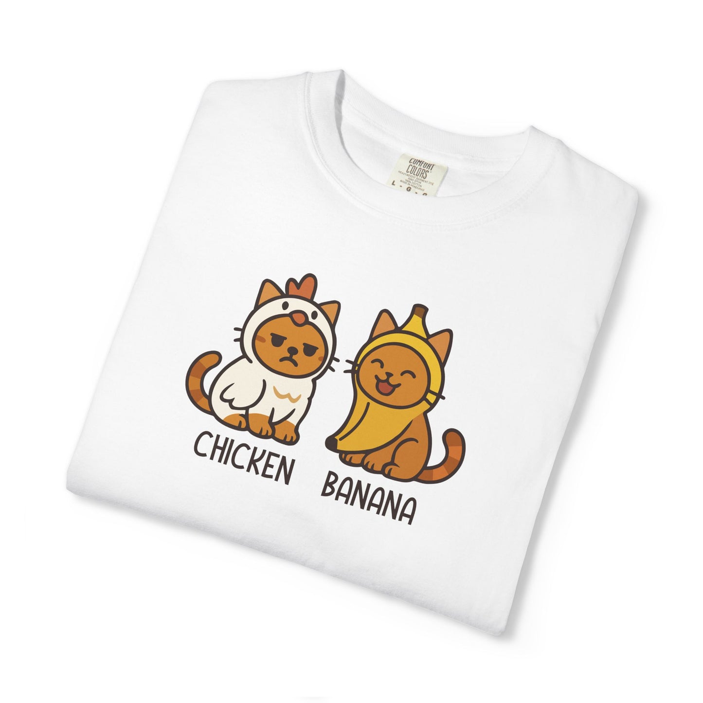 T-Shirt: Chicken Banana - Funny Viral Meme Cat Costume Tee - Cute Unisex Shirt for Cat Lovers, Trend Fans and Kawaii Humor